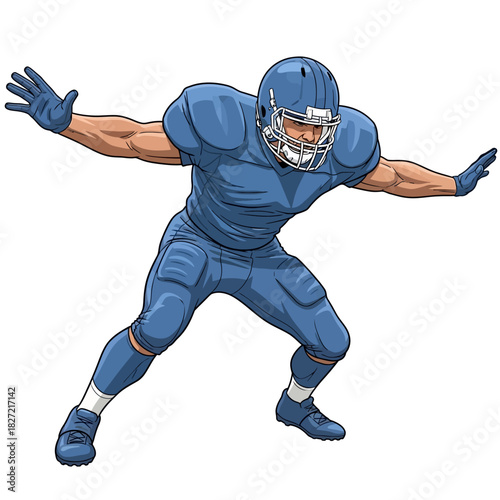 Powerful Football Player Ready for Action Illustration