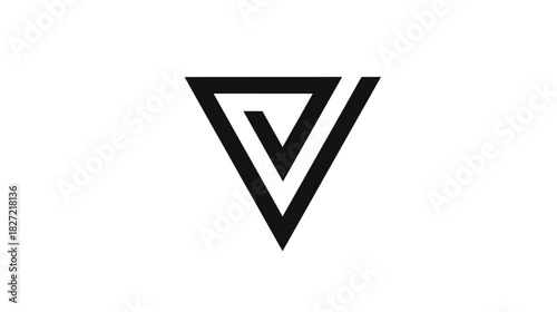 Free Download Abstract black geometric triangle logo element with an inverted V-shape, modern minimalist design concept - GFXLoad