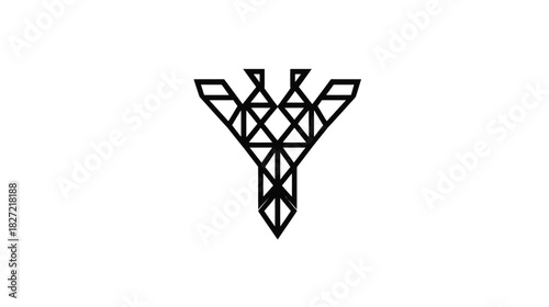 Abstract Geometric Giraffe Head Illustration. Polygonal Low Poly Animal Design. Minimalist Wireframe Style Vector Graphic.