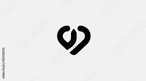 Modern abstract line art heart icon. Minimalist digital graphic symbol representing love, connection, and unity on a light background.