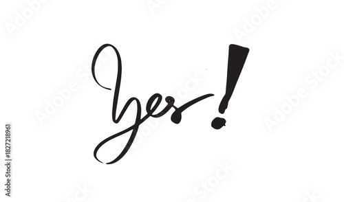 Yes text font calligraphy hand written lettering script black color object icon yes ok sign success positive business word message checkmark survey banner communication approval yes ok art vote icon 