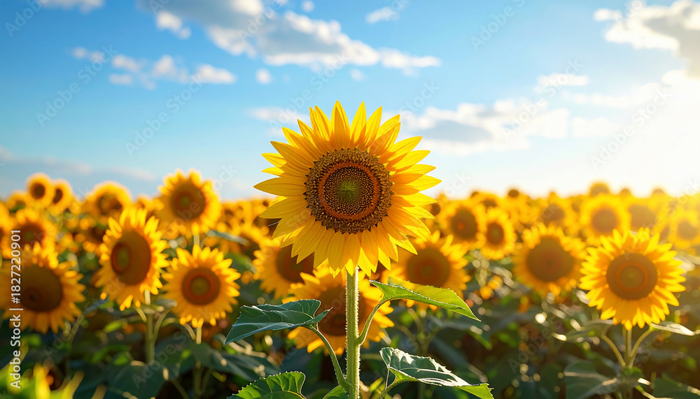 Obraz premium Sunflower Field Under Blue Sky