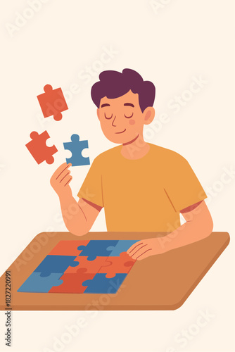 Introvert Solving Giant Jigsaw Puzzle