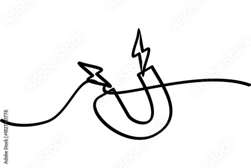 Magnet illustration with continuous line design. Interesting abstract line art design.