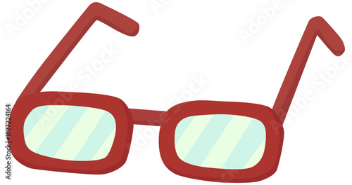 赤いフレームの眼鏡のイラスト ベクター素材