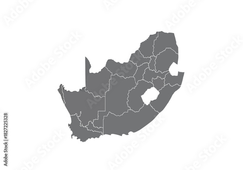 Detailed Map of South Africa with Province Borders.