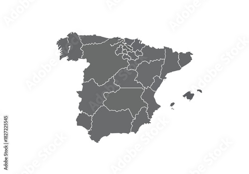 Map of Spain with regional divisions showing geographical boundaries and outlines.