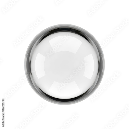 Clear glass ball with a black rim. isolated illustration on  transparent background PNG