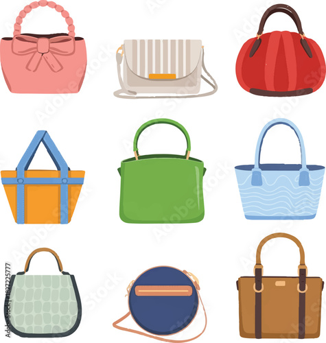 set of colorful bags