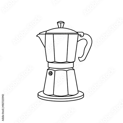 Moka Pot Illustration – Classic Line Art Espresso Coffee Maker