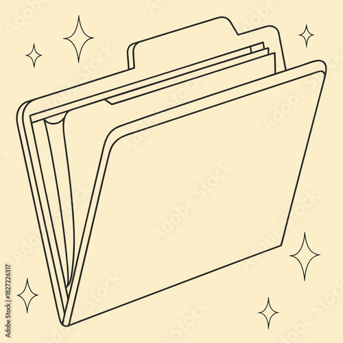 Shiny open file folder with tab and sparkles