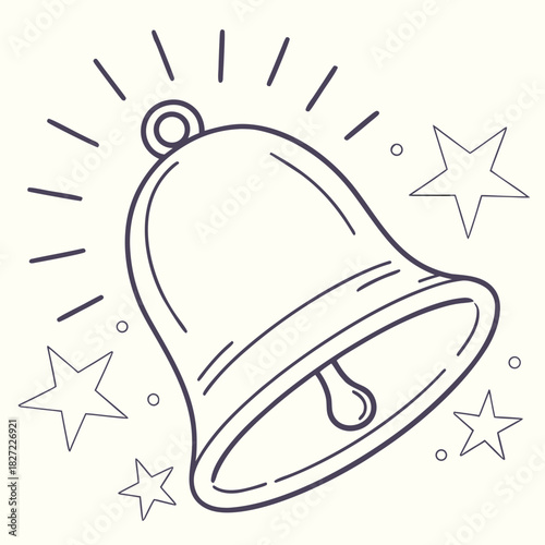 A ringing bell icon with radiating lines and star symbols