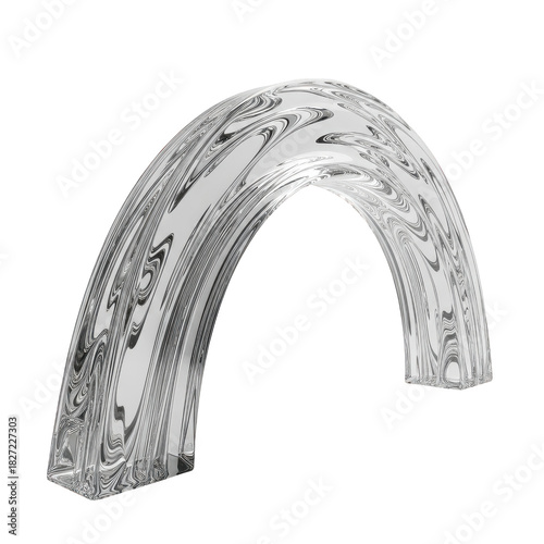 Curved glass object with a silver base. isolated illustration on  transparent background PNG