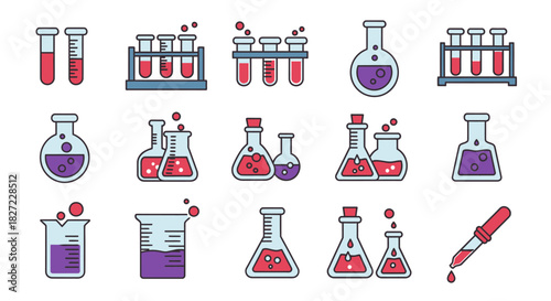 Collection of Chemistry Lab Equipment Illustrations for Science Education.