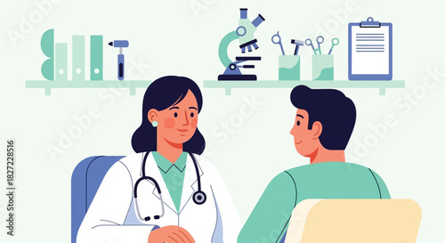 Doctor consulting with a patient in a medical office.