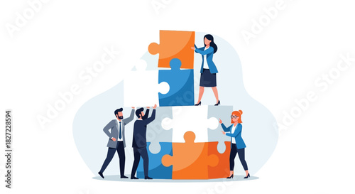 Teamwork and Collaboration - Building Success Together with Puzzle Pieces.