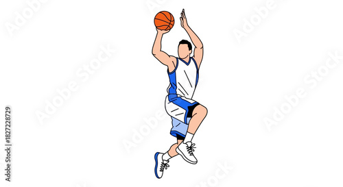 Basketball Player in Mid-Air Shooting a Basketball.