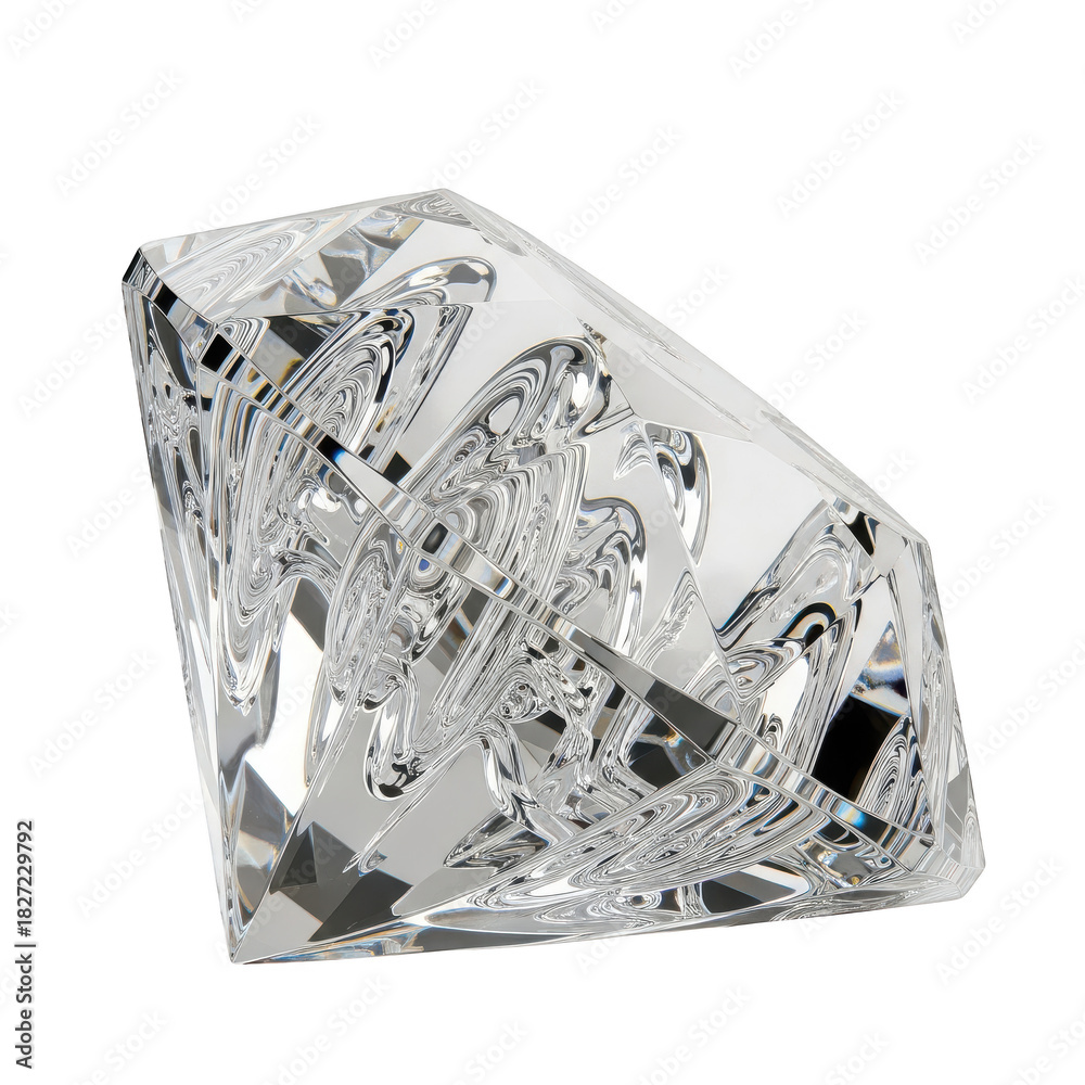 Fototapeta premium Diamond shaped crystal object with a blue tint. isolated illustration on transparent background PNG