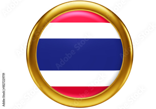 Glossy Thailand Flag Circle Icon with Golden Frame on White Background Free Download Glossy Thailand Flag Circle Icon with Golden Frame on White Background - GFXLoad