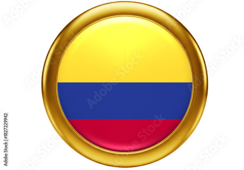 Glossy 3D Colombia National Flag Button Icon with Golden Frame Free Download Glossy 3D Colombia National Flag Button Icon with Golden Frame - GFXLoad