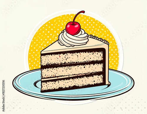 Delicious Slice of Cake with Cherry Topping on a Plate.