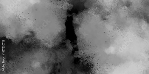 Grey abstract grunge smoke cloud overlay mist fog dust explosion vintage background. Smoke texture overlays on Isolated background. Smoke on floor. Isolated black background.