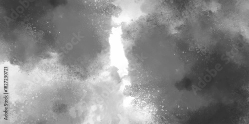 Grey abstract grunge smoke cloud overlay mist fog dust explosion vintage background. Smoke texture overlays on Isolated background. Smoke on floor. Isolated black background.