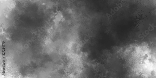 Grey abstract grunge smoke cloud overlay mist fog dust explosion vintage background. Smoke texture overlays on Isolated background. Smoke on floor. Isolated black background.