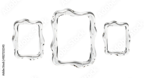 Three square shaped pieces of glass with a curved edge. isolated illustration on  transparent background PNG