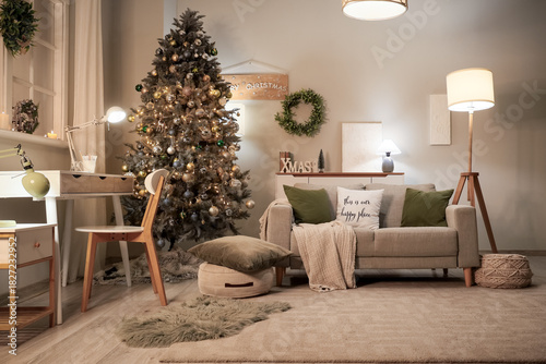 Interior of festive living ...