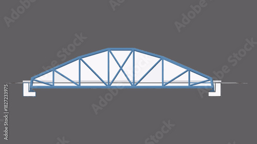 Truss Bridge Structural Side View Vector Illustration