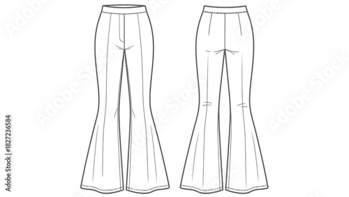 Flared Pants Technical Drawing Fashion Design Apparel Illustration