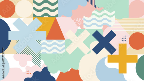 Abstract shapes and patterns in a colorful arrangement