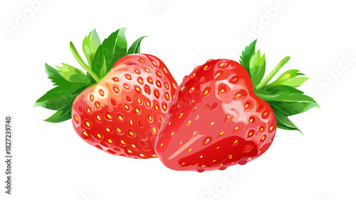 Reaistic Strawberry Fruit Vekktor