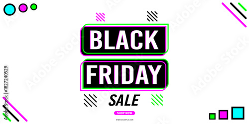 Black Friday sale background with neon glow. Modern design. Background for posters, banners, cards. Vector illustration.