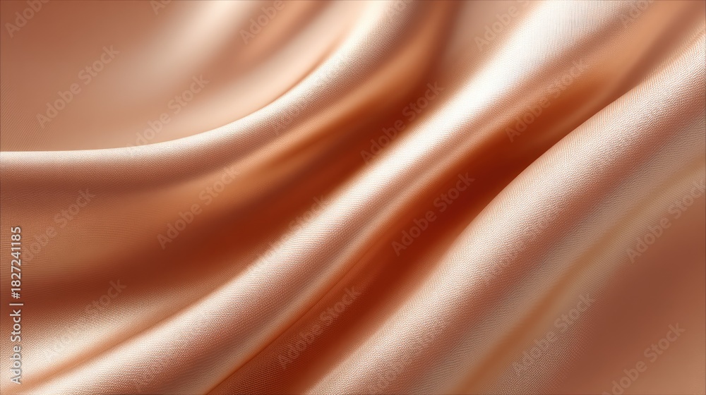 Fototapeta premium Smooth and Elegant Peach Satin Fabric Texture with Soft Drapes and Gentle Light Reflections on a Silky Surface for Fashion and Design Projects