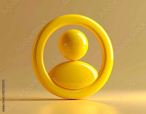 Bright Yellow 3D User Profile Icon Representing Identity and Online Presence.