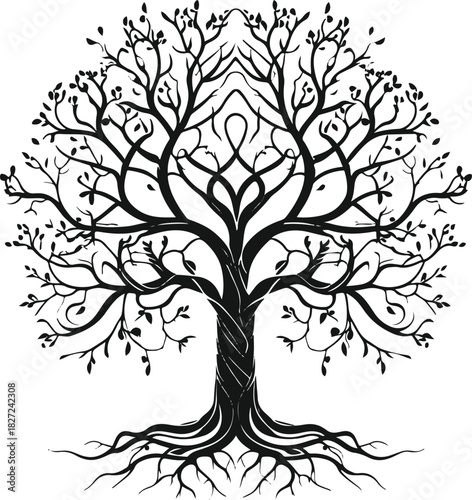 Single-line tree with roots and branches balanced symmetrically 2