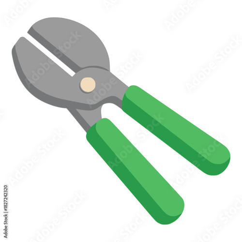 garden pruner cutting tool flat color vector illustration template design