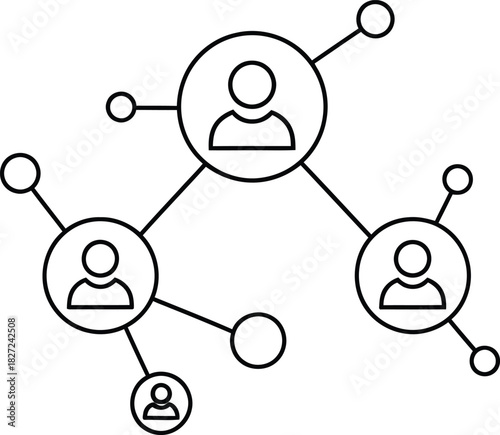 Network connection outline illustrating social media connections and communication between people