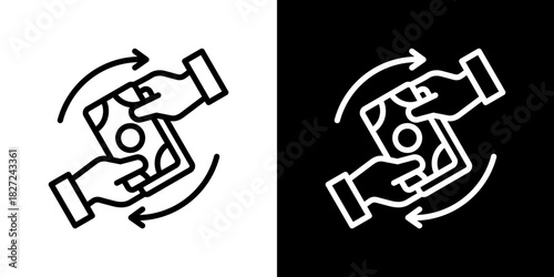 Transaction Icon Vector Illustration. Fresh Line Design Built For Creative Flexibility In Light And Dark Versions.