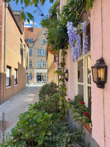 Street in the old town of Bruges, Belgium
