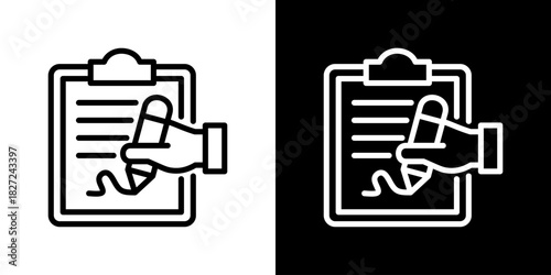 Contract Icon Vector Illustration. Fresh Line Design Built For Creative Flexibility In Light And Dark Versions.
