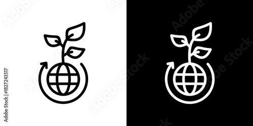 Sustainability Icon Vector Illustration. Fresh Line Design Built For Creative Flexibility In Light And Dark Versions.