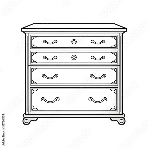 chest of drawers coloring page line art