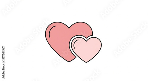 Charming vector illustration of two lovely pink hearts, symbolizing deep affection, mutual care, and romantic connection, perfect for conveying heartfelt emotions and tender sentiments