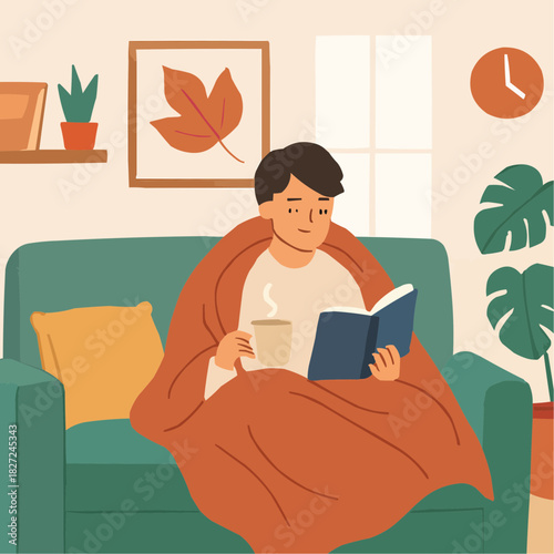 Introvert Relaxing at Home Vector