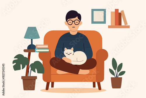 Introvert with Cat Vector