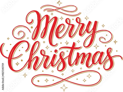  Merry Christmas vector text Calligraphic Lettering Vector art illustration with white backgound