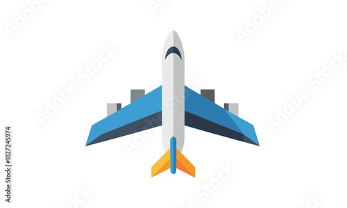 Modern airplane flying high, perfect for travel agency ads, aviation blogs, and transportation themes, originally designed as scalable vector graphic art